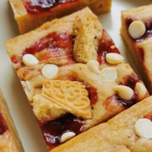 Jam & Custard Cream Blondies